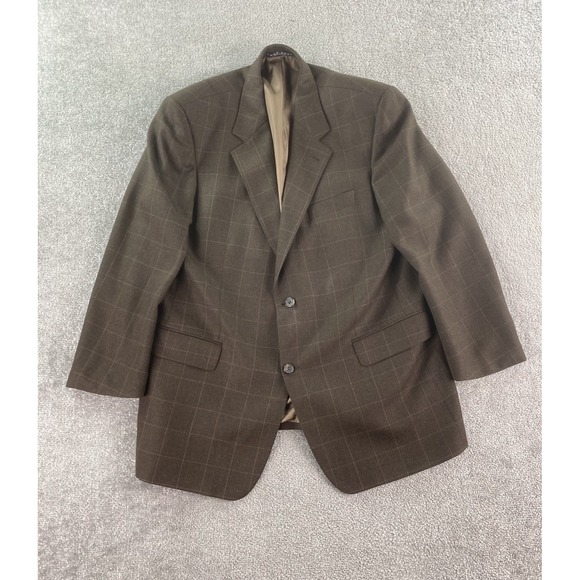 Hugo Boss Sport Coat 46 R Taupe Wool Cashmere Windowpane Tizian Luxury Designer